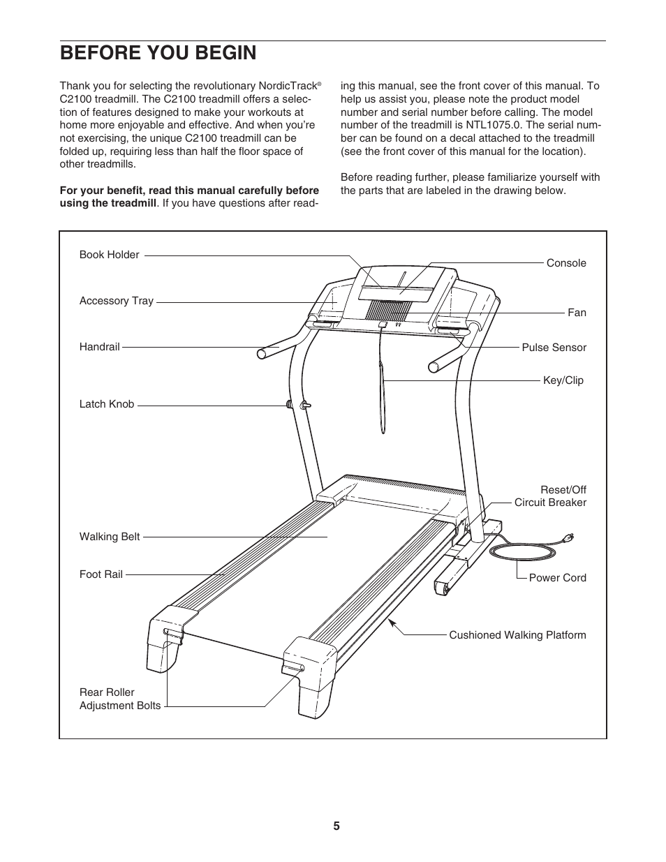 Before you begin | NordicTrack C2100 NTL1075.0 User Manual | Page 5 / 34