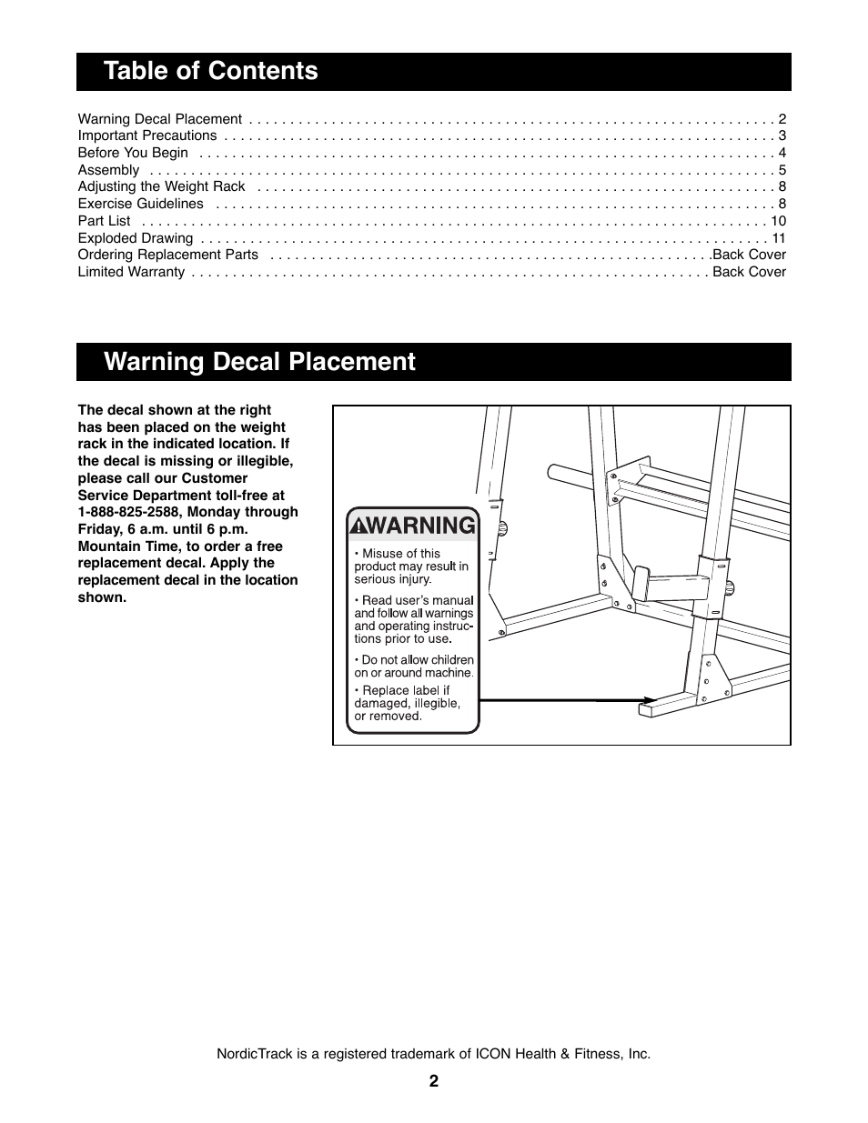NordicTrack GRT360 User Manual | Page 2 / 12