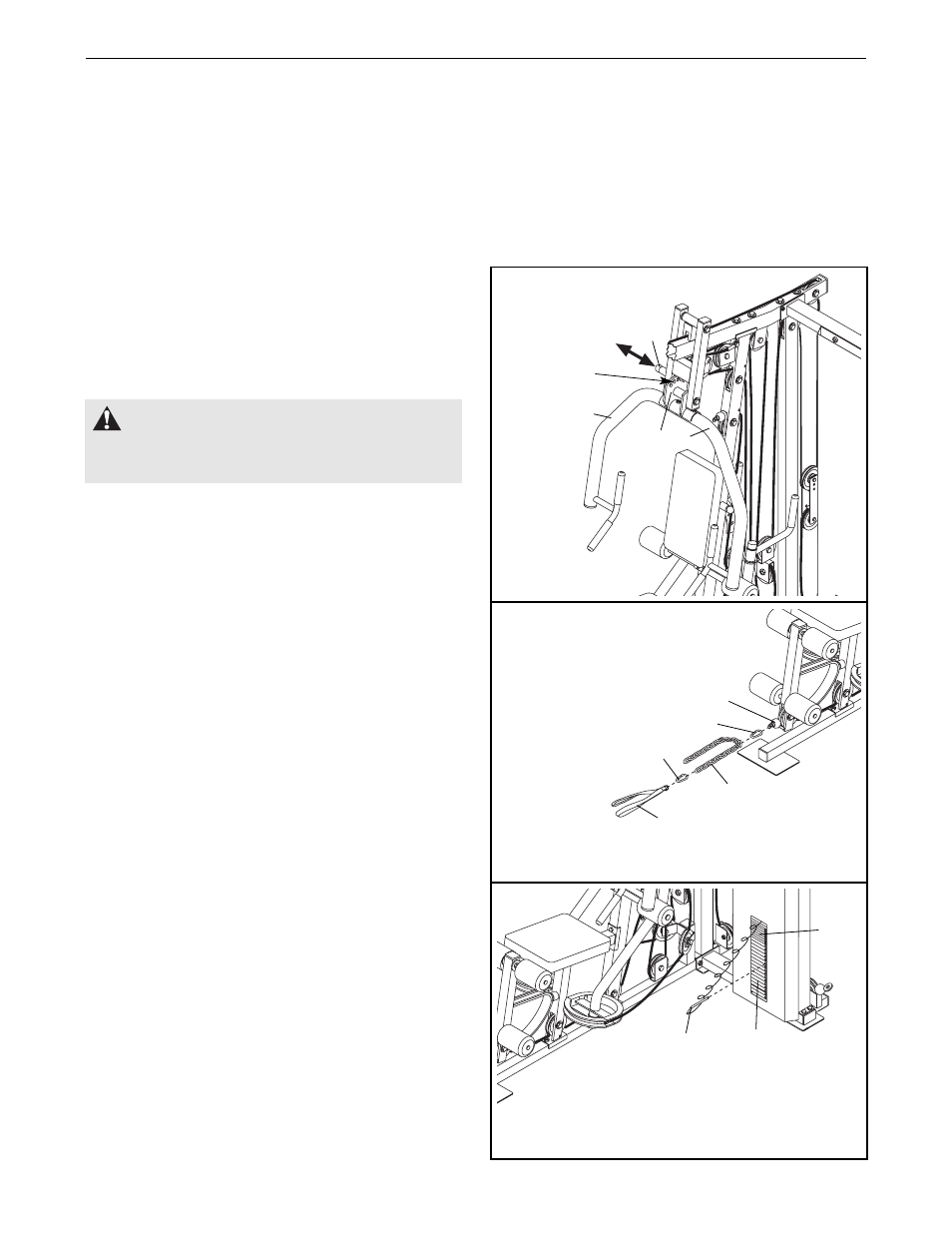 Warning, Adjustments | NordicTrack NTSY59210 User Manual | Page 22 / 37