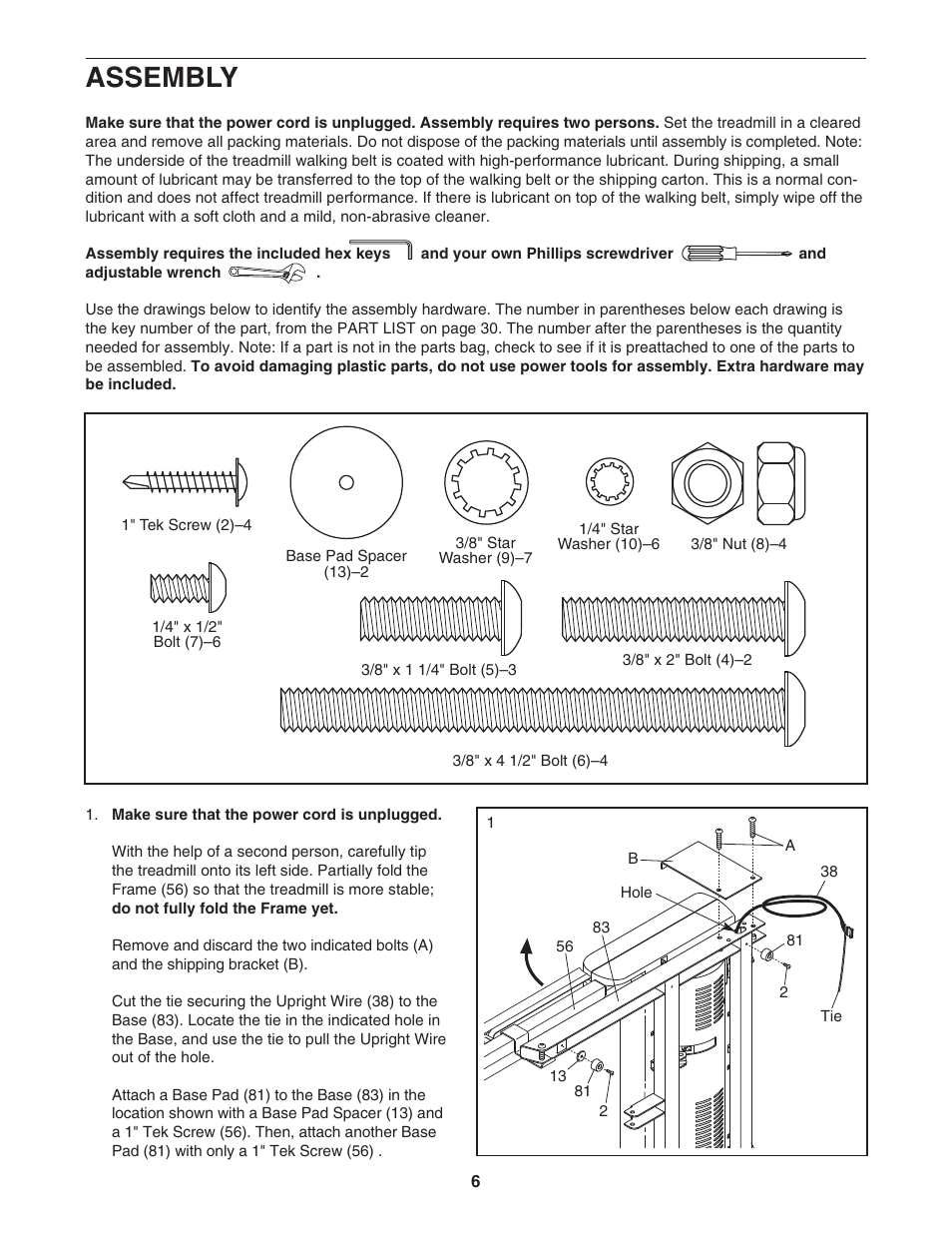 Assembly | NordicTrack A2105 NTL06907.0 User Manual | Page 6 / 36