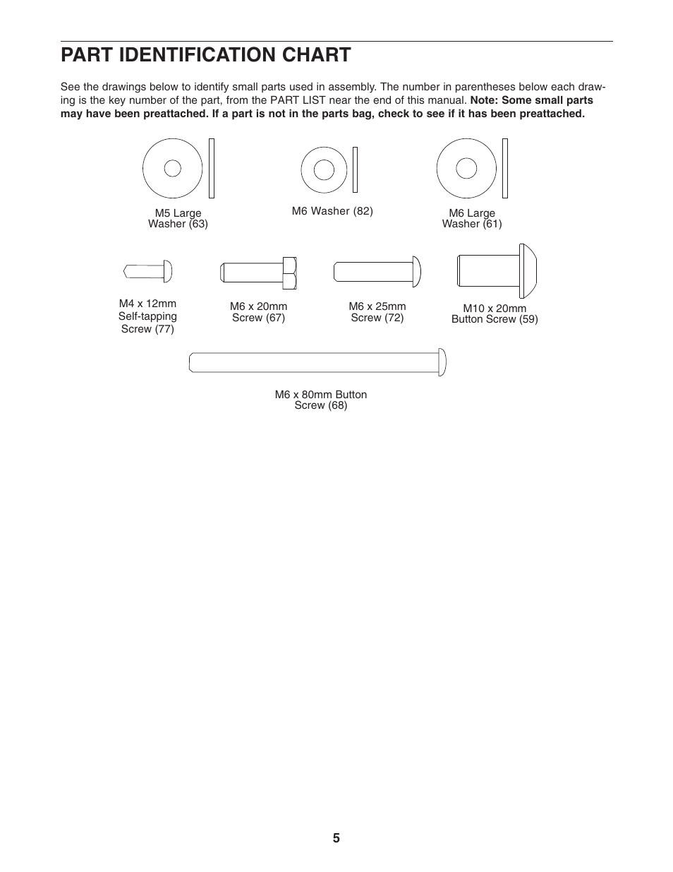 Part identification chart | NordicTrack PT3 NTCCSY9897.0 User Manual | Page 5 / 20