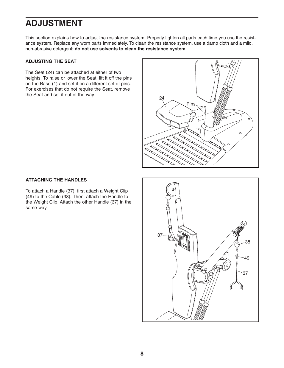 Adjustment | NordicTrack PT3 NTCCSY9897.0 User Manual | Page 8 / 20