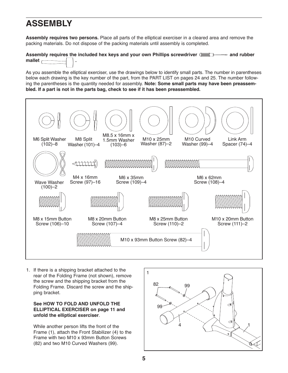 Assembly | NordicTrack AudioStrider 30725.0 User Manual | Page 5 / 28