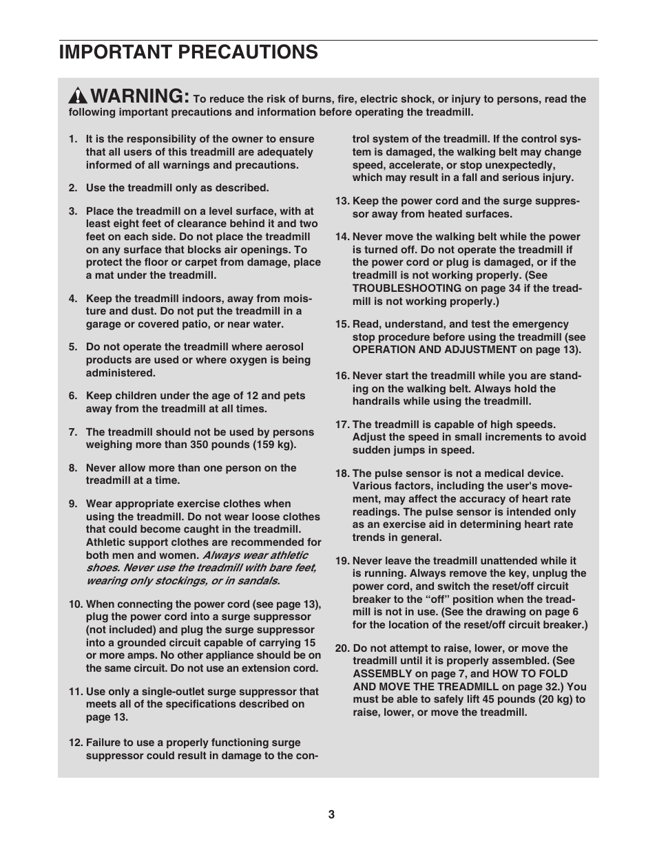 Warning, Important precautions | NordicTrack ViewPoint 2800 30602.0 User Manual | Page 3 / 42