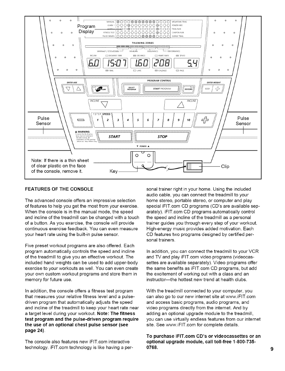 Features of the console | NordicTrack EXP2000 NTTL11994 User Manual | Page 9 / 33