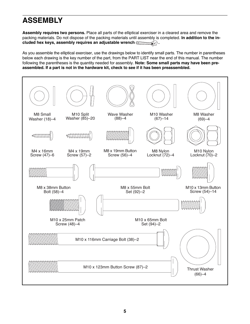 Assembly | NordicTrack ELITE NTEL4255.0 User Manual | Page 5 / 28