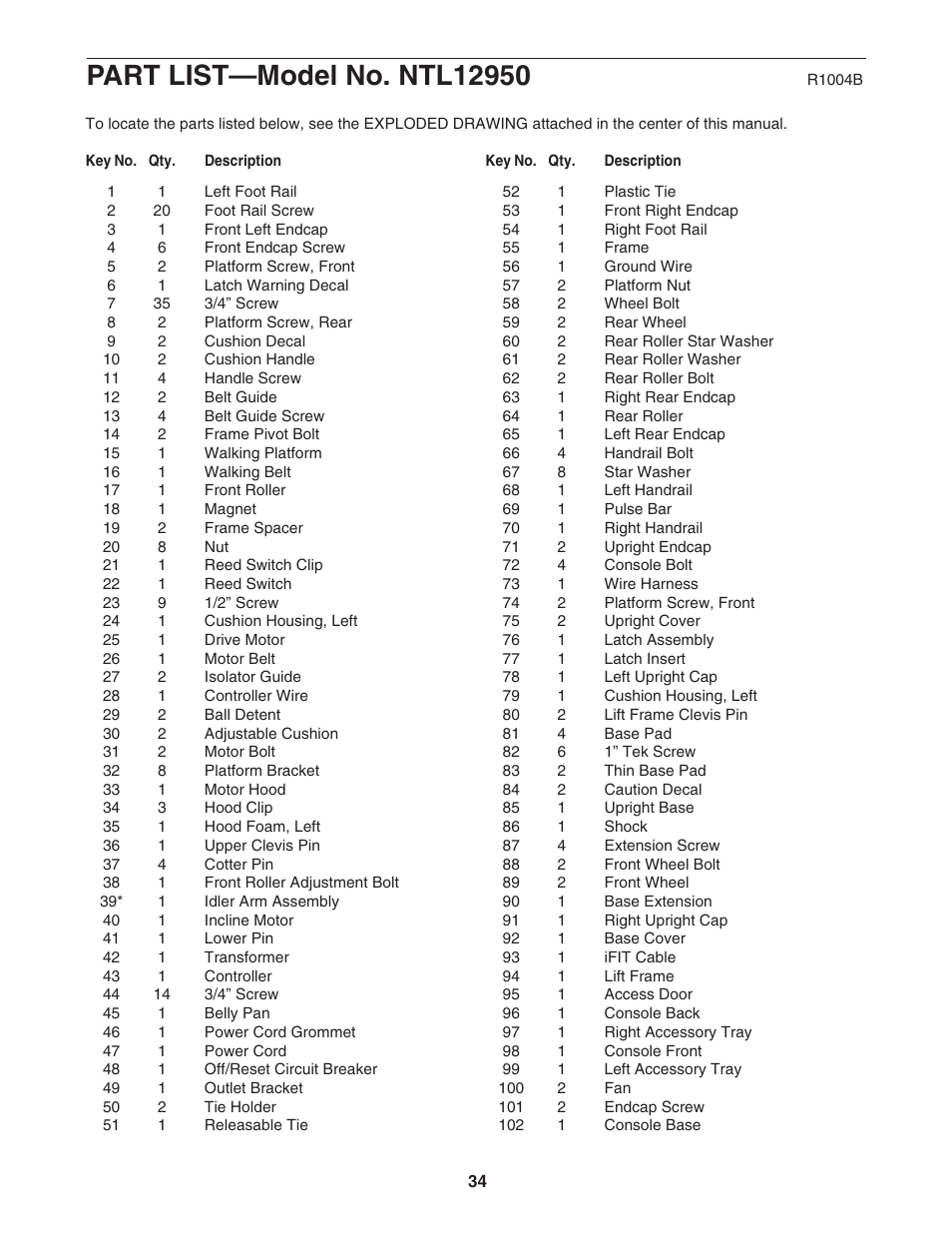 NordicTrack C2270 NTL12950 User Manual | Page 34 / 38