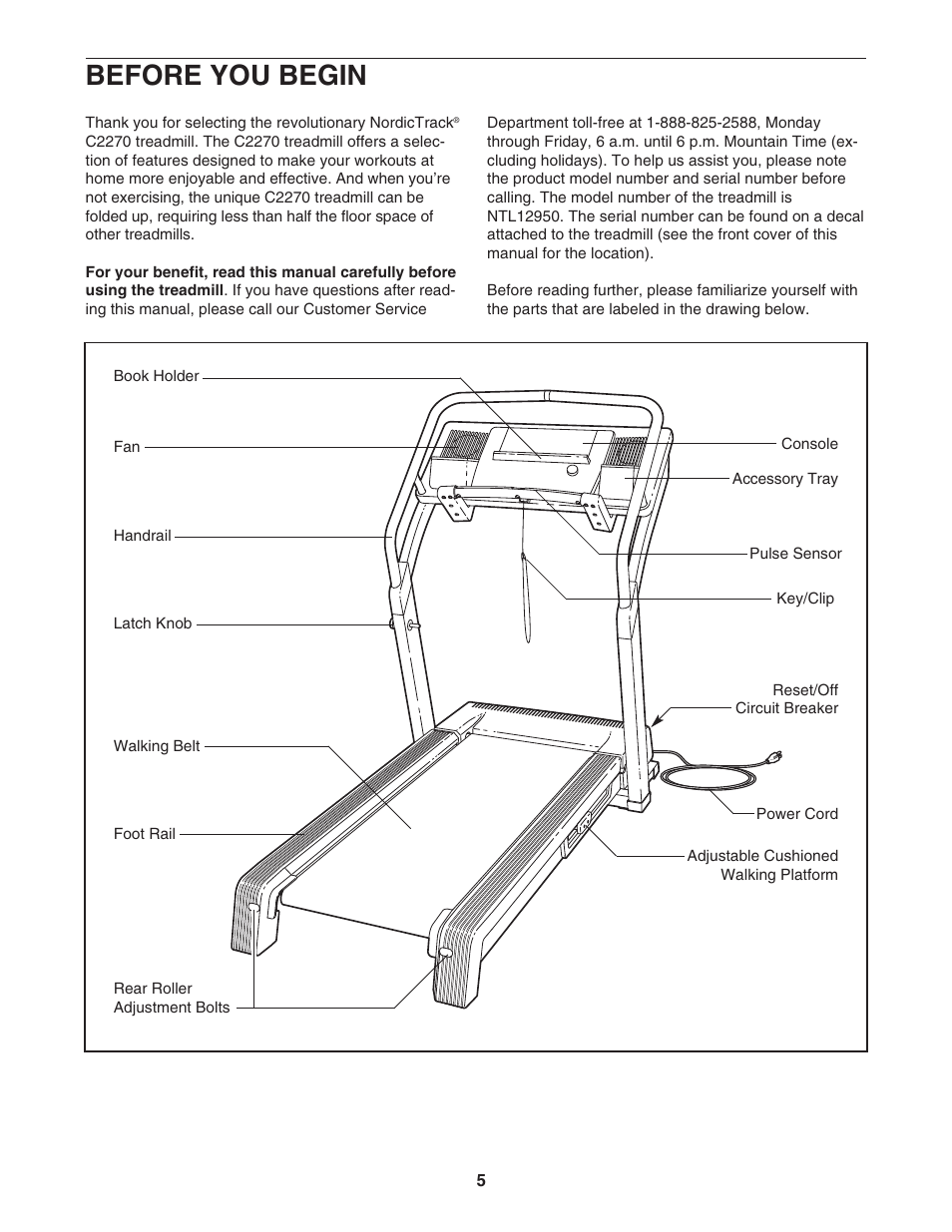 Before you begin | NordicTrack C2270 NTL12950 User Manual | Page 5 / 38