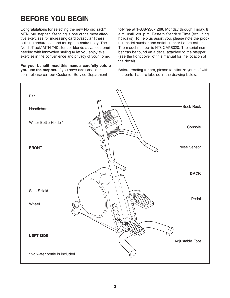 Before you begin | NordicTrack MTN 740 NTCCM58020 User Manual | Page 3 / 20