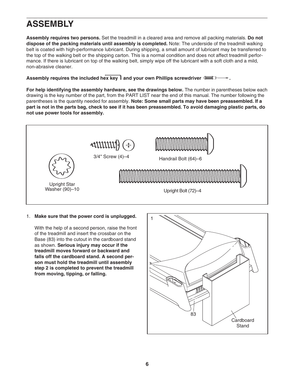 Assembly | NordicTrack ELITE NTL19007.1 User Manual | Page 6 / 34