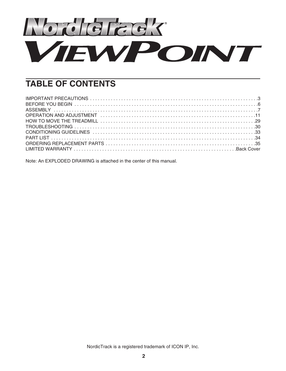 NordicTrack 30505.0 User Manual | Page 2 / 38