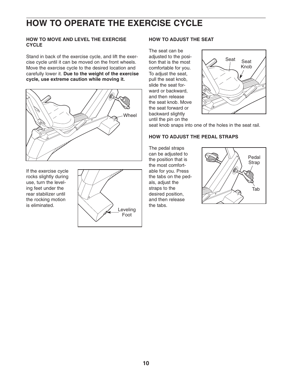 How to operate the exercise cycle | NordicTrack NTCCC69023 User Manual | Page 10 / 28