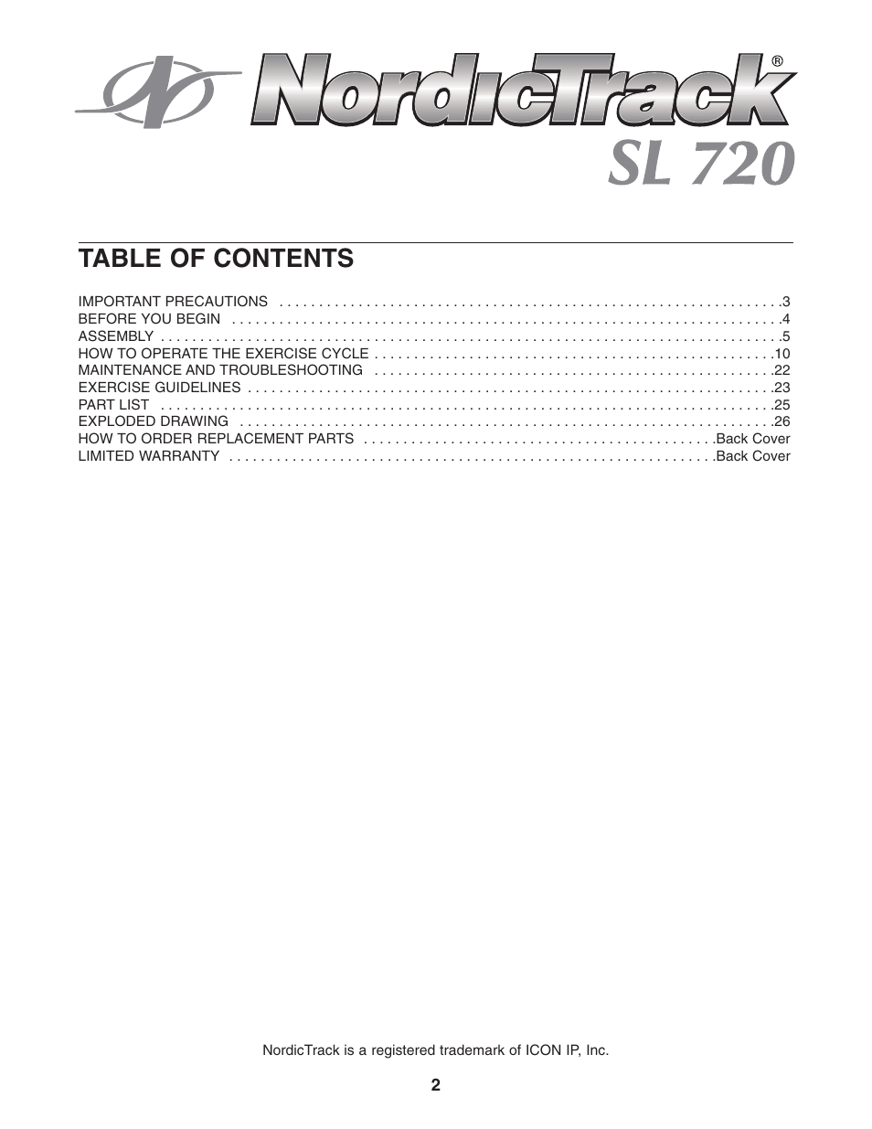 NordicTrack NTCCC69023 User Manual | Page 2 / 28