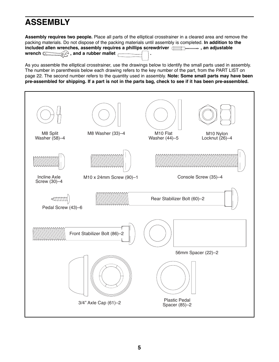 Assembly | NordicTrack NTEL11990 User Manual | Page 5 / 24