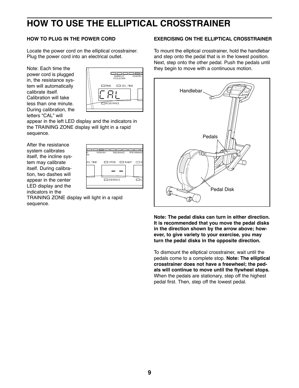 How to use the elliptical crosstrainer | NordicTrack NTEL11990 User Manual | Page 9 / 24