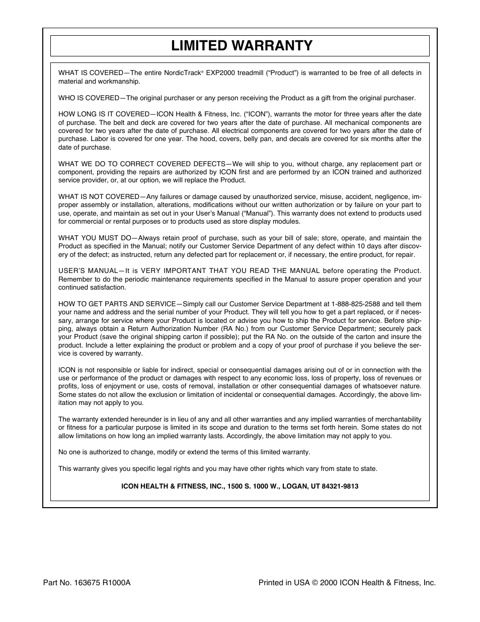 Limited warranty | NordicTrack NTTL11993 User Manual | Page 34 / 34