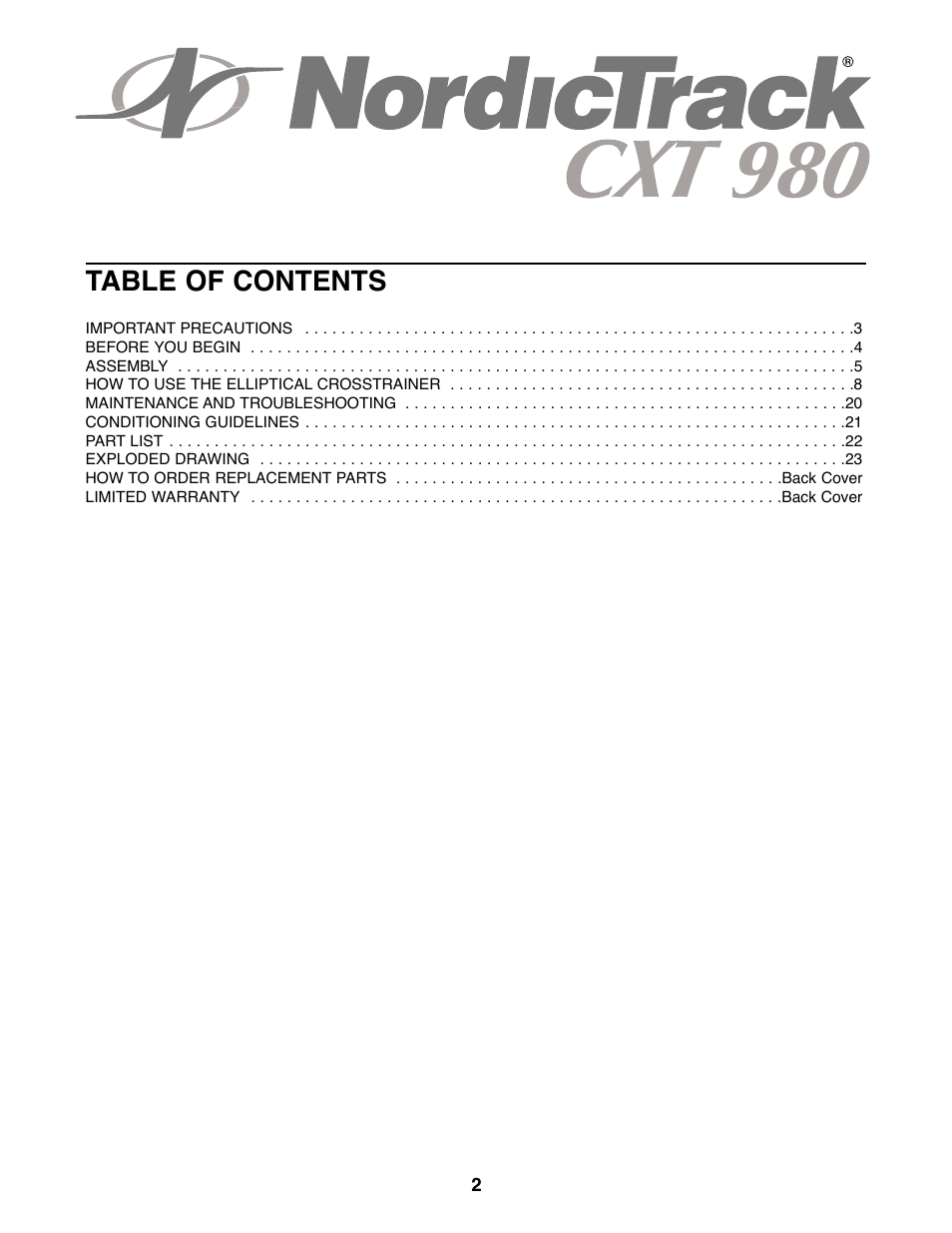 NordicTrack 831.298650 User Manual | Page 2 / 24
