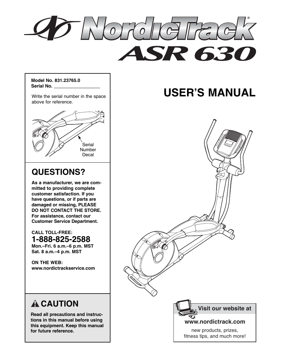 NordicTrack ASR 630 831.23765.0 User Manual | 28 pages