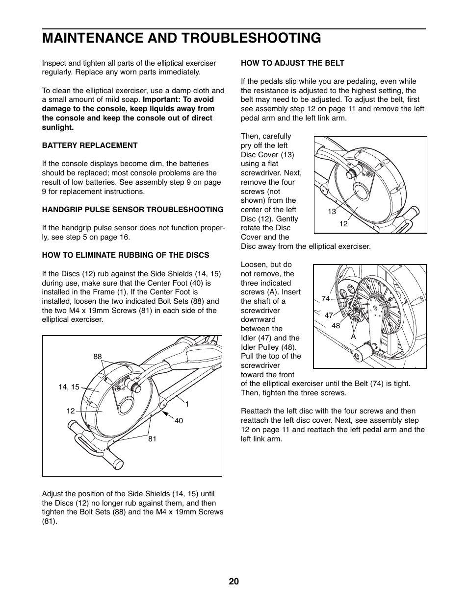 Maintenance and troubleshooting | NordicTrack ASR 630 831.23765.0 User Manual | Page 21 / 28