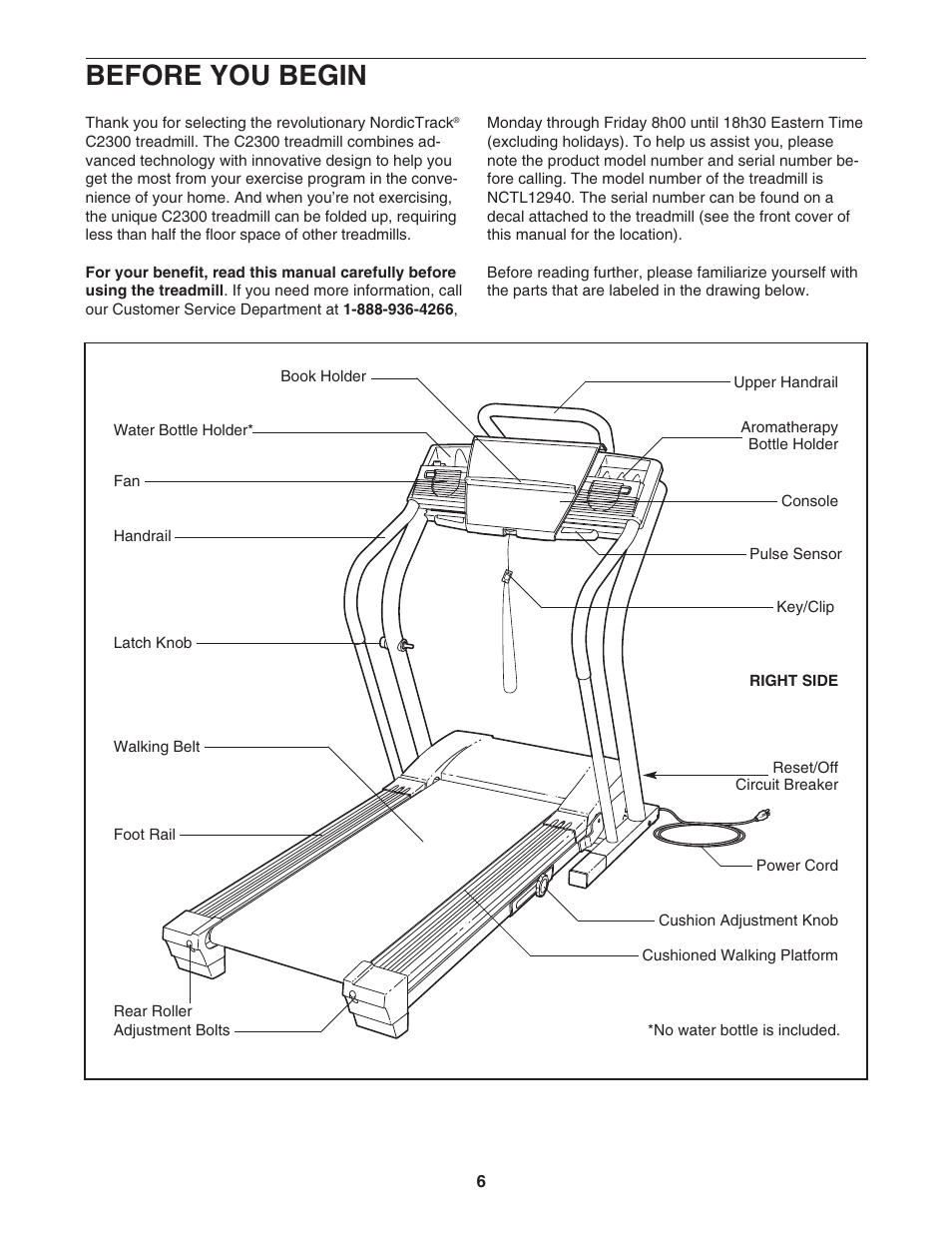 Before you begin | NordicTrack C 2300 NCTL12940 User Manual | Page 6 / 38