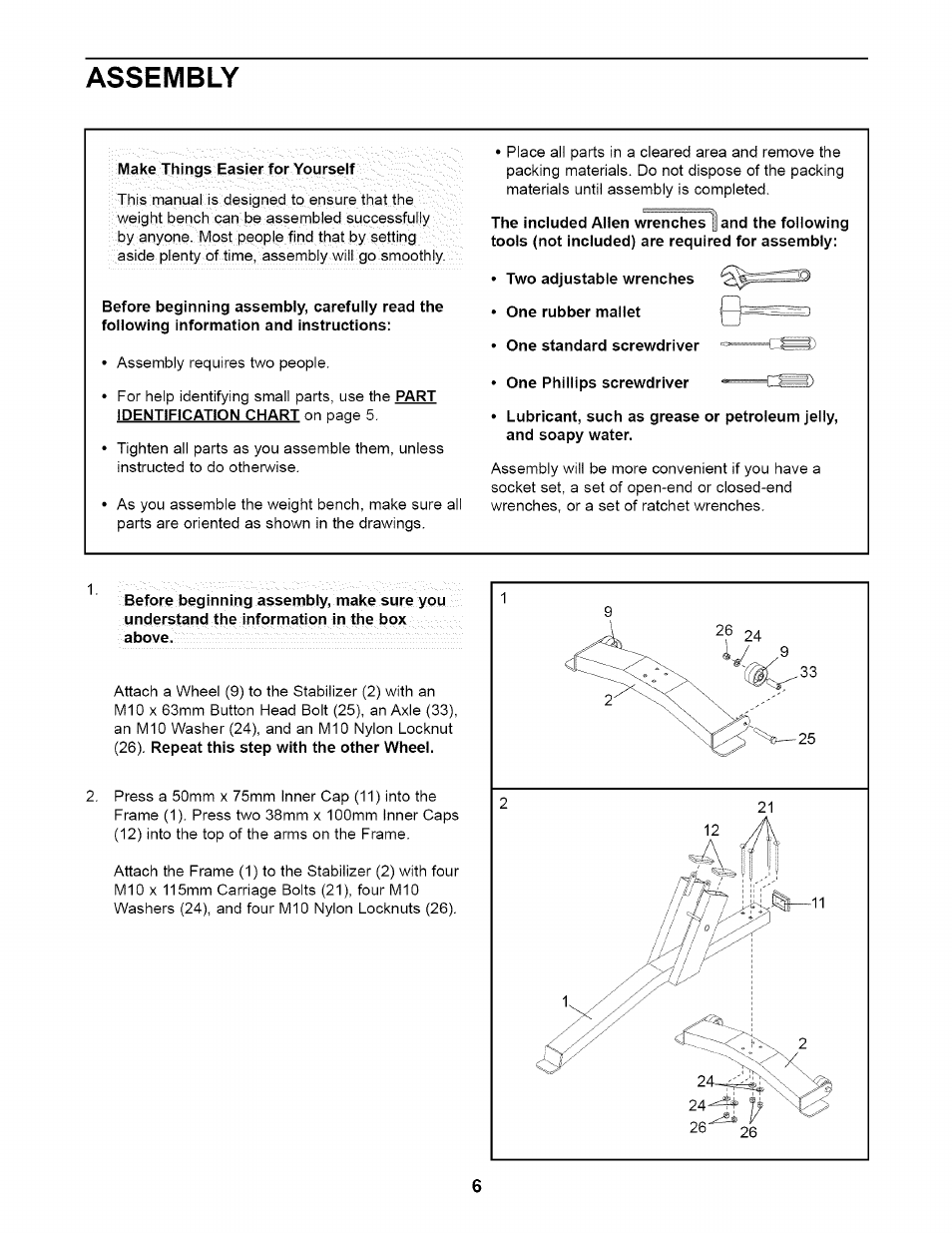 Assembly, Make things easier for yourseif | NordicTrack NTB09920 User Manual | Page 6 / 12