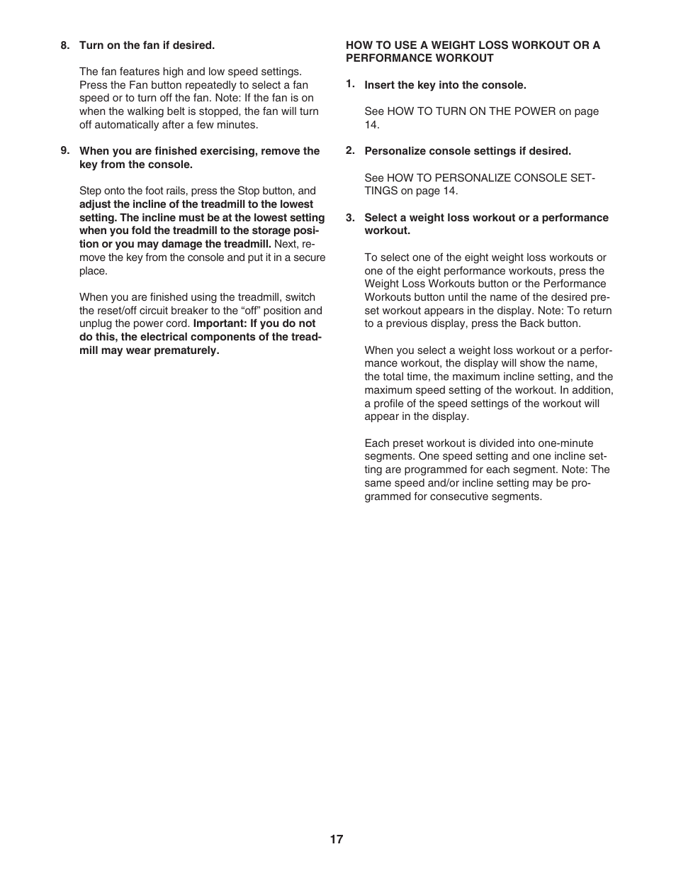 NordicTrack C 2500 NTL09007.0 User Manual | Page 17 / 36