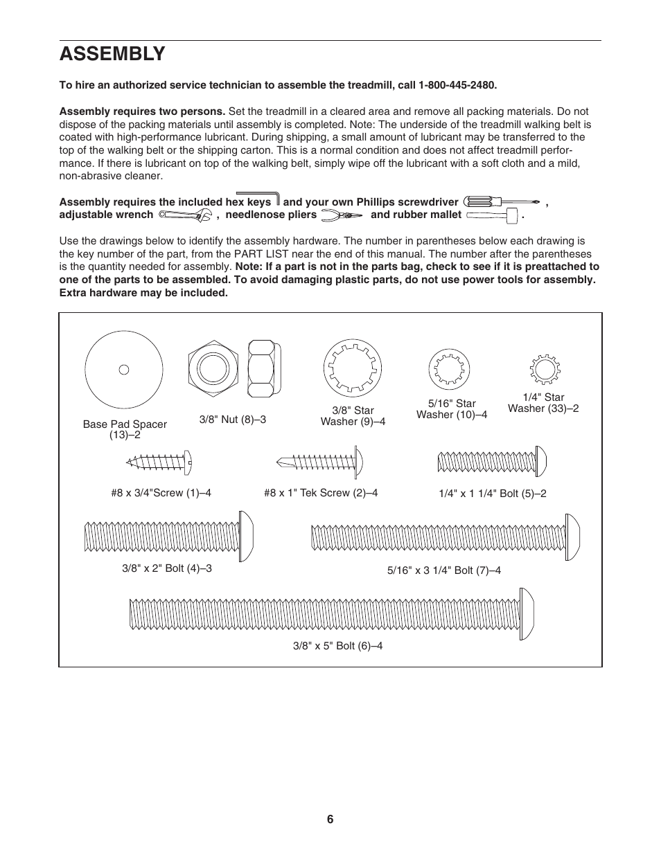 Assembly | NordicTrack C 2500 NTL09007.0 User Manual | Page 6 / 36