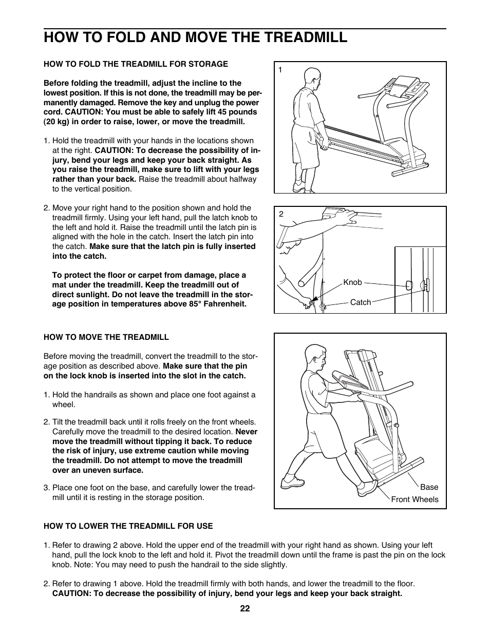 How to fold and move the treadmill | NordicTrack NTTL09992 User Manual | Page 22 / 30