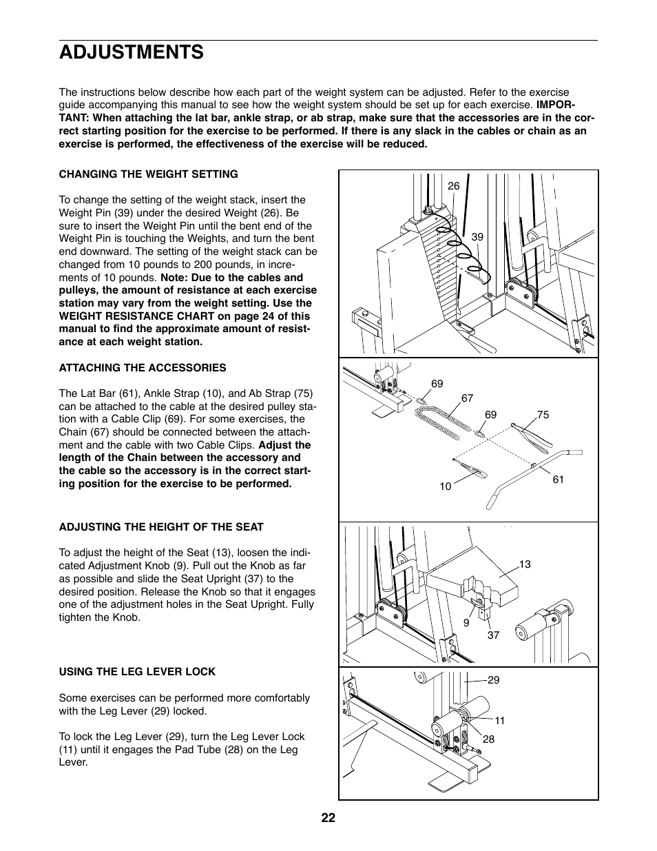 Adjustments | NordicTrack 831.159770 User Manual | Page 22 / 35