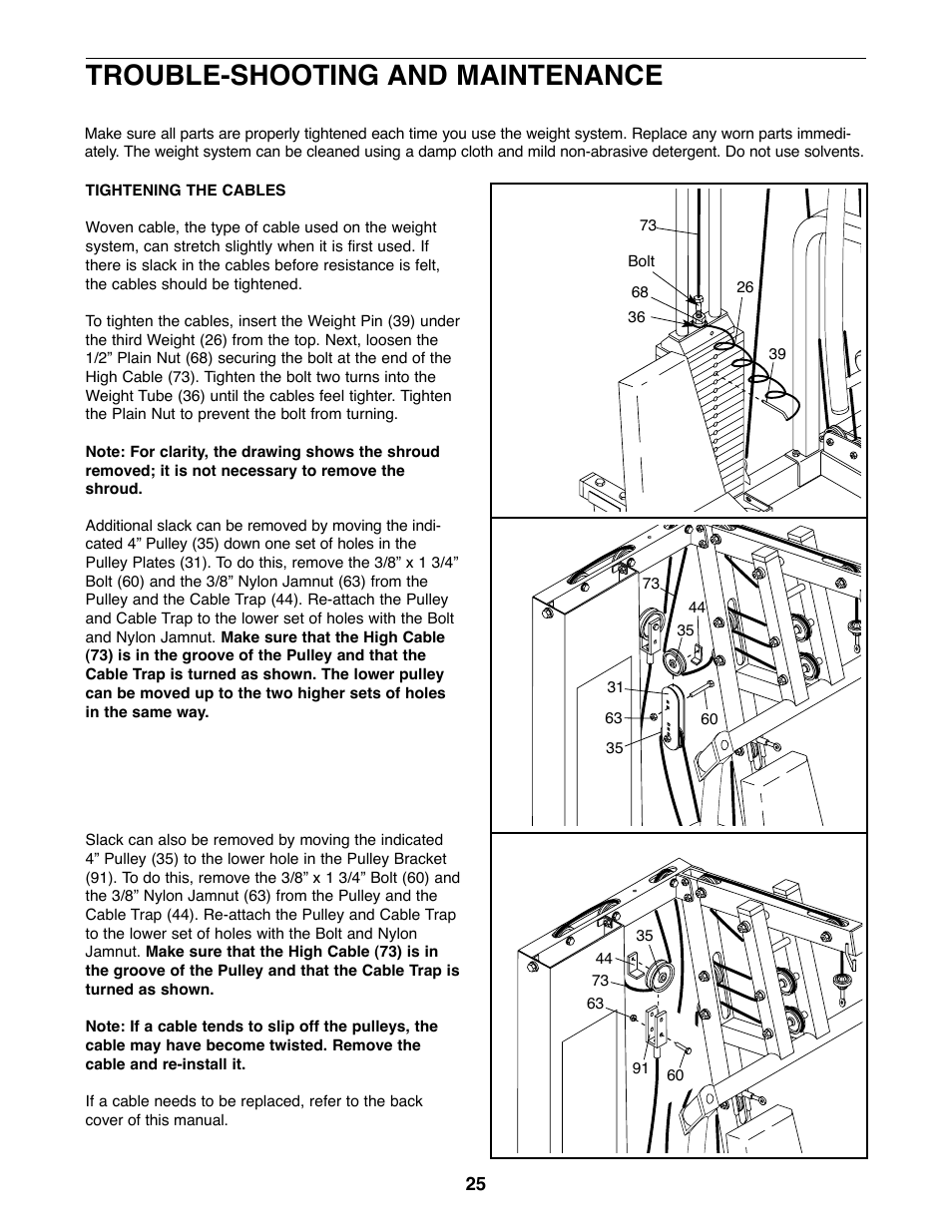 Trouble-shooting and maintenance | NordicTrack 831.159770 User Manual | Page 25 / 35
