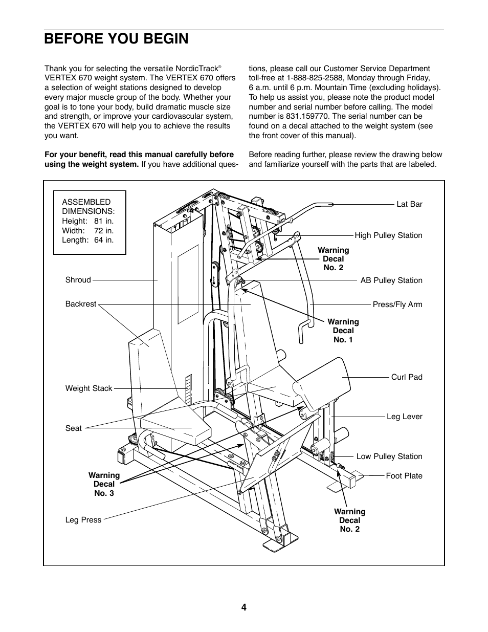 Before you begin | NordicTrack 831.159770 User Manual | Page 4 / 35