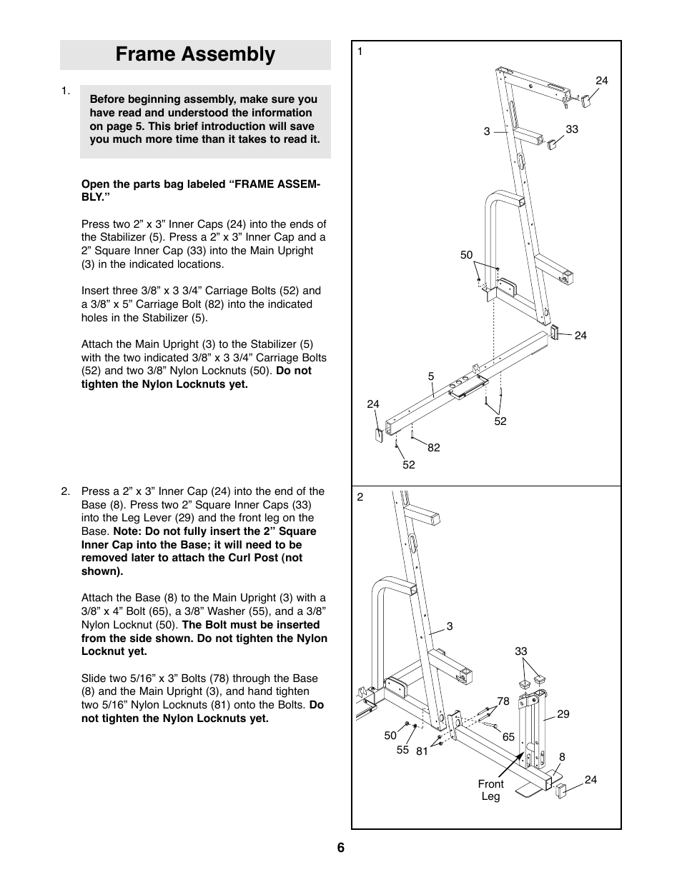 Frame assembly | NordicTrack 831.159770 User Manual | Page 6 / 35