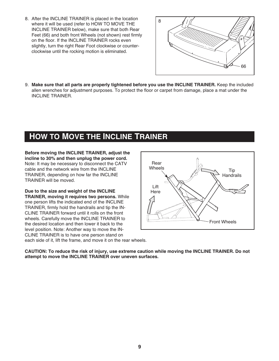 Ow to, Ove the, Ncline | Rainer | NordicTrack Incline Trainer 9800 User Manual | Page 10 / 43