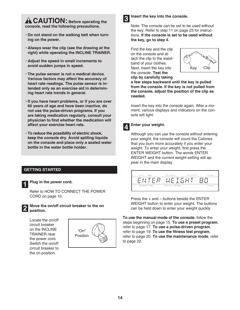 43 2 1 caution | NordicTrack Incline Trainer 9800 User Manual | Page 15 / 43