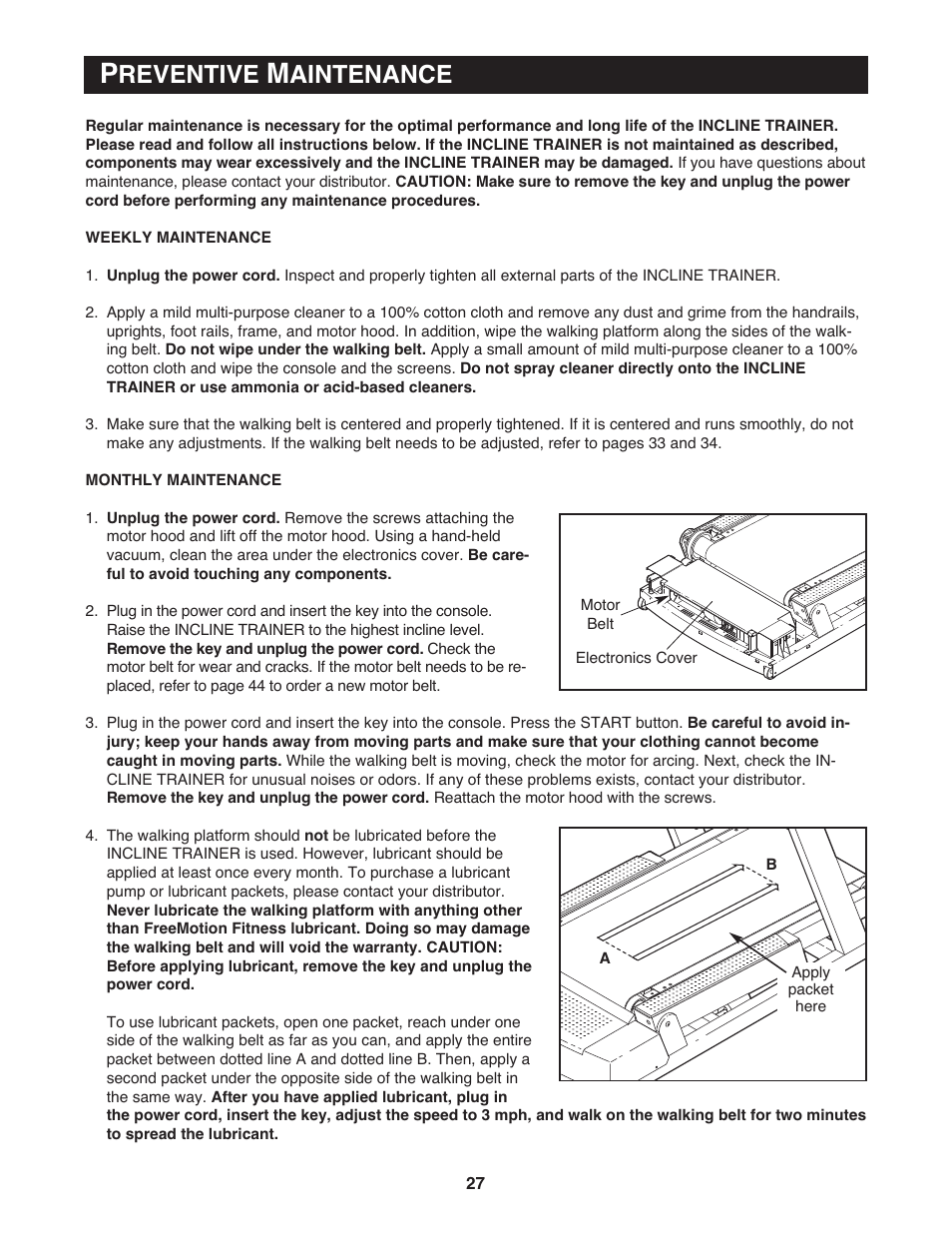 Reventive, Aintenance | NordicTrack Incline Trainer 9800 User Manual | Page 28 / 43