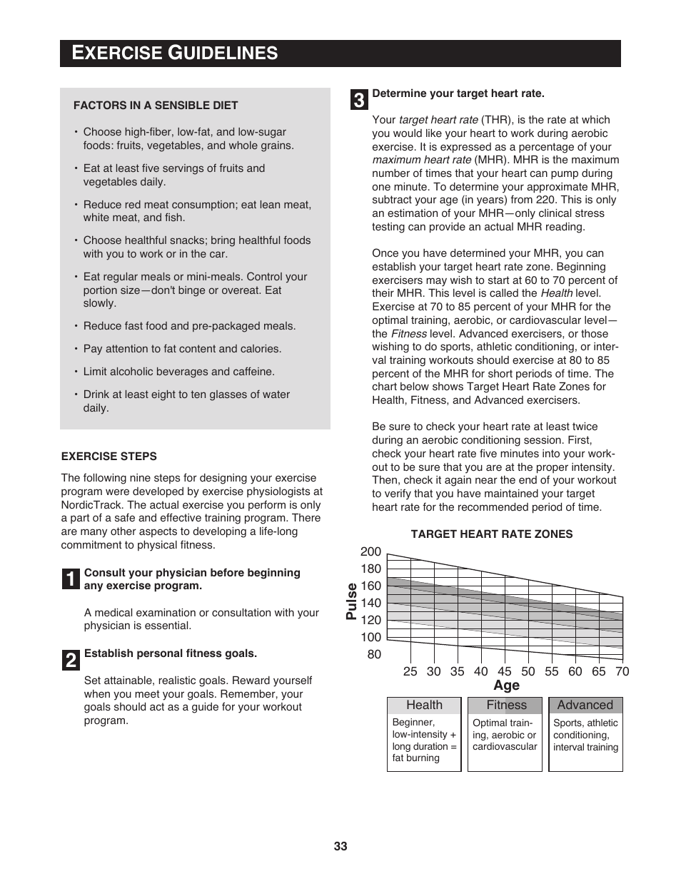 Xercise, Uidelines | NordicTrack Incline Trainer 9800 User Manual | Page 34 / 43