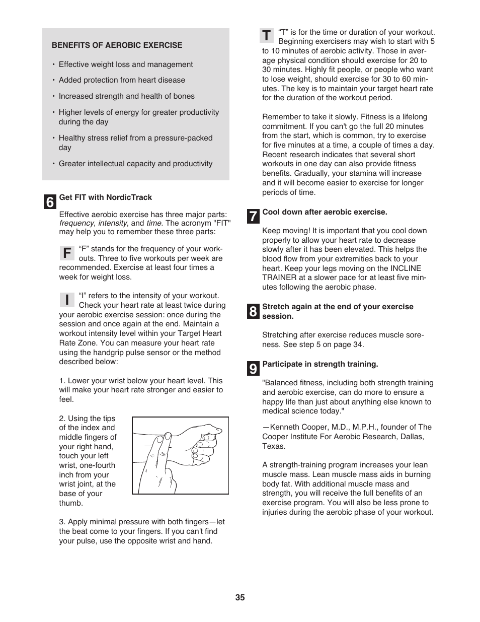 98 7 6 f t i | NordicTrack Incline Trainer 9800 User Manual | Page 36 / 43