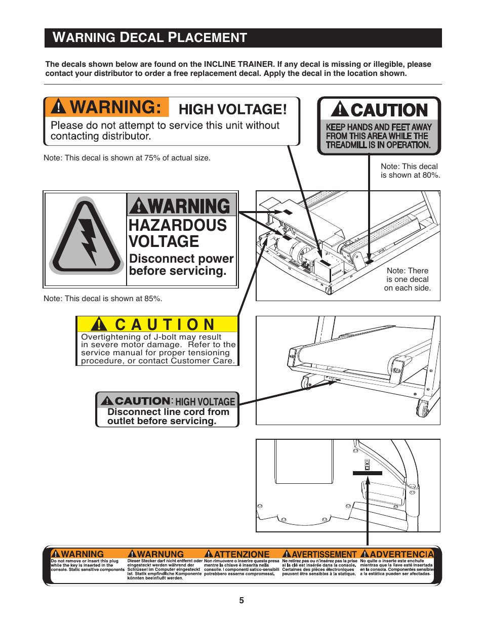 Hazardous voltage | NordicTrack Incline Trainer 9800 User Manual | Page 6 / 43