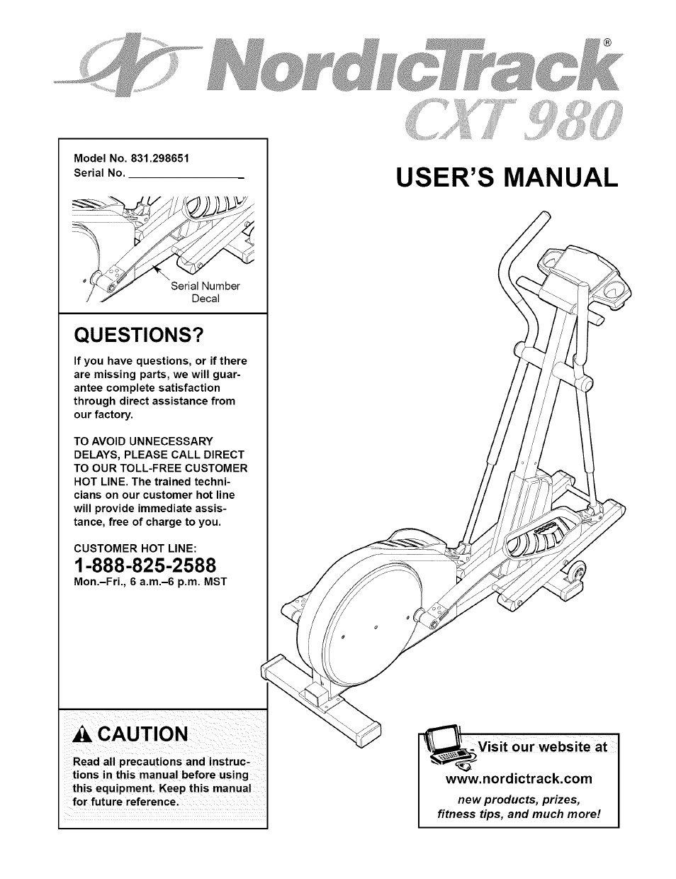 NordicTrack CXT 980 831.298651 User Manual | 24 pages