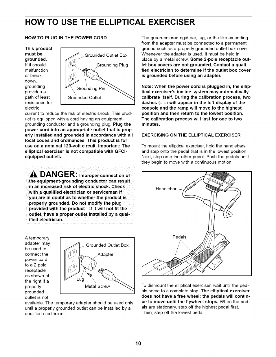 How to use the elliptical exerciser | NordicTrack NTE11920 User Manual | Page 10 / 28