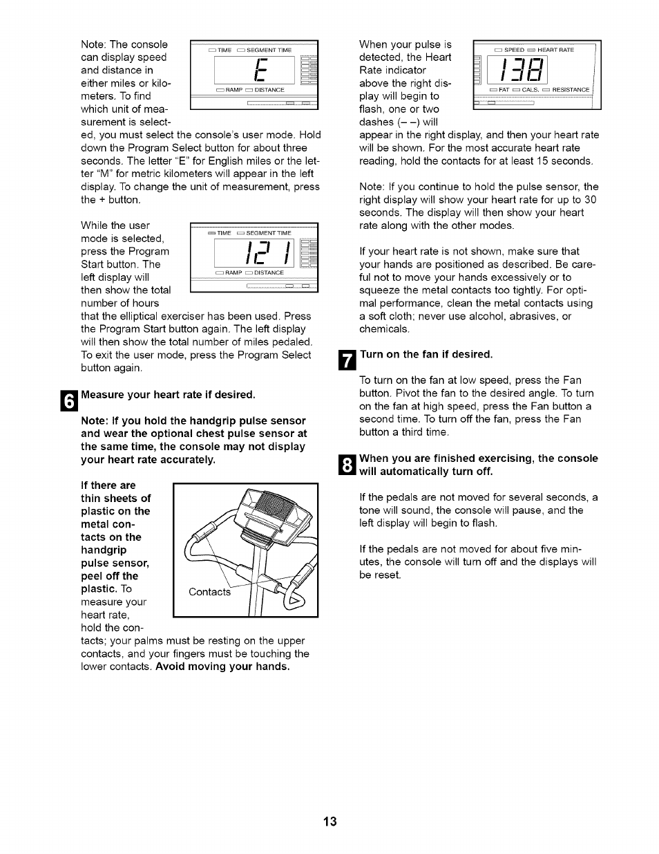 Measure your heart rate if desired, I turn on the fan if desired, I j l | NordicTrack NTE11920 User Manual | Page 13 / 28