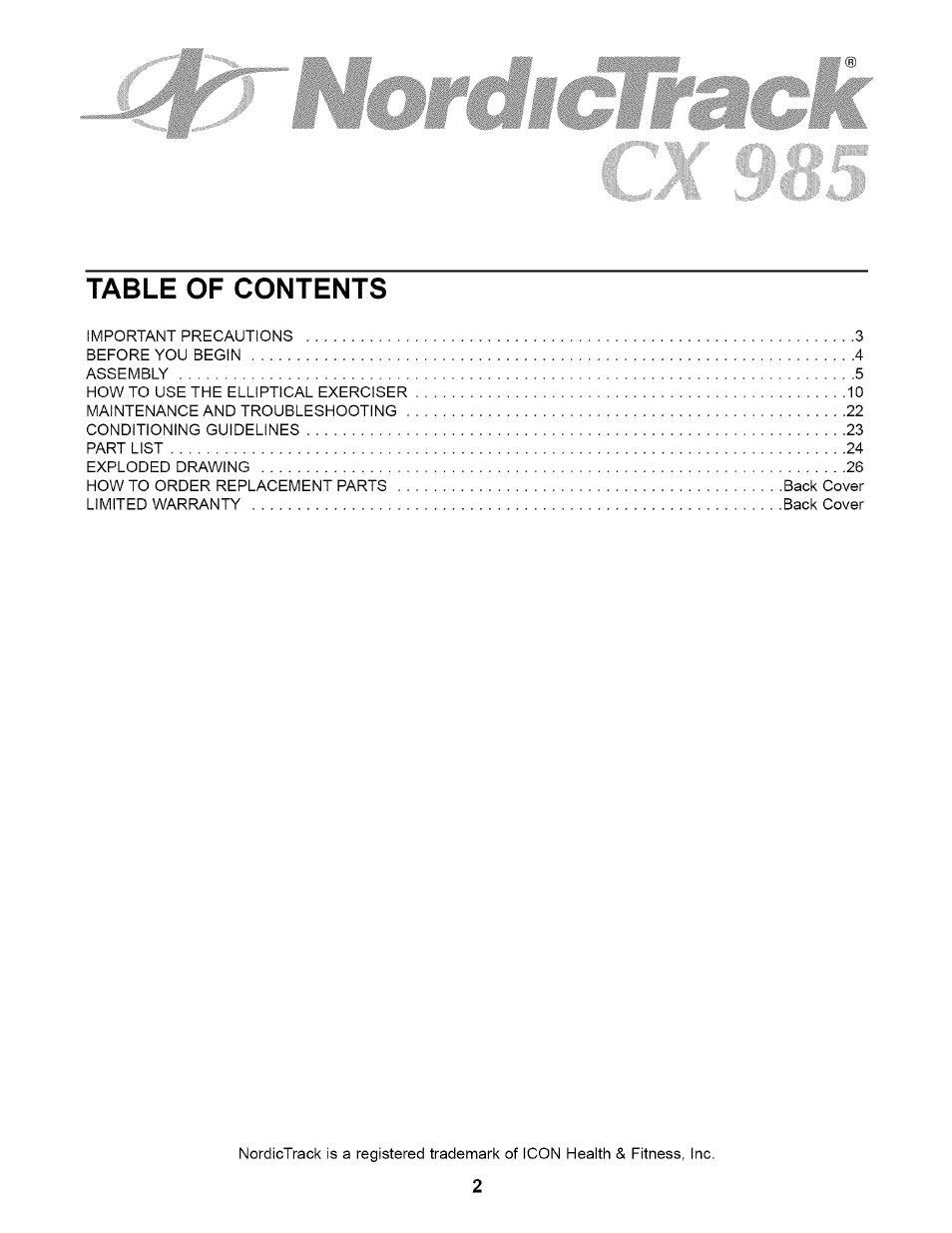 NordicTrack NTE11920 User Manual | Page 2 / 28