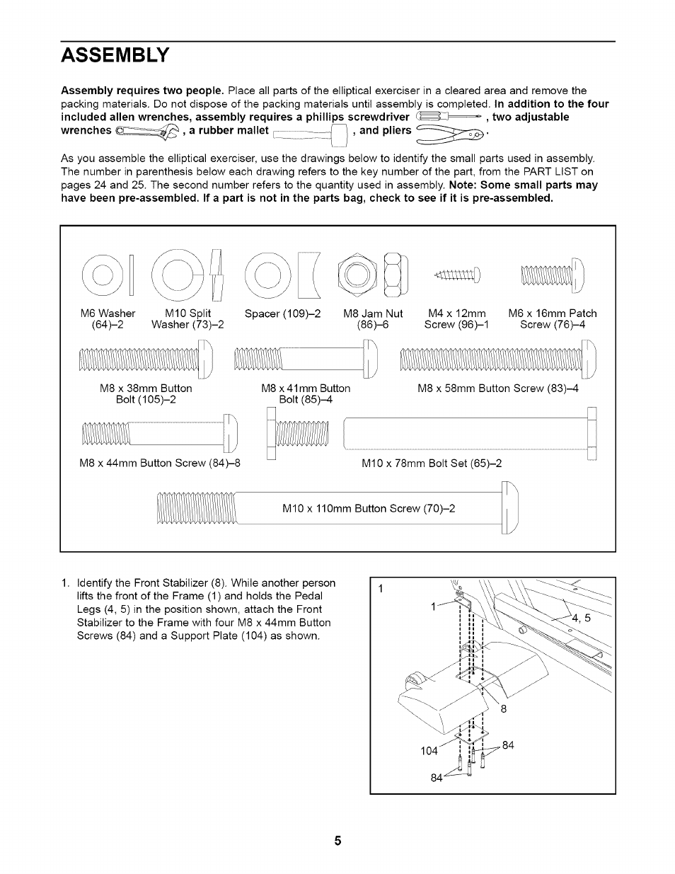 Assembly | NordicTrack NTE11920 User Manual | Page 5 / 28