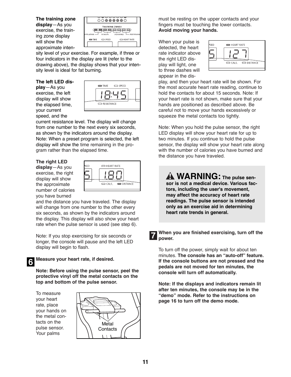 76 warning | NordicTrack VGR940 NTEL08990 User Manual | Page 11 / 20