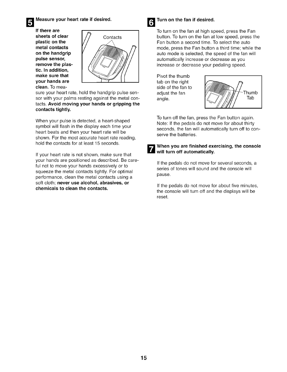 Measure your heart rate if desired, Turn on the fan if desired | NordicTrack 831.23665.0 User Manual | Page 15 / 28