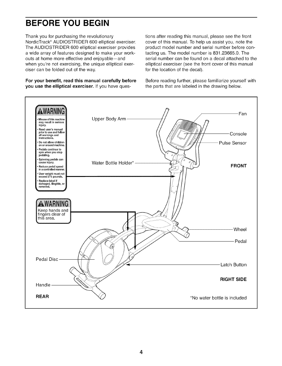 Before you begin | NordicTrack 831.23665.0 User Manual | Page 4 / 28