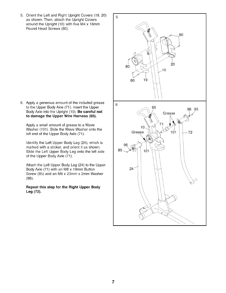 Repeat this step for the right upper body leg (72) | NordicTrack 831.23665.0 User Manual | Page 7 / 28