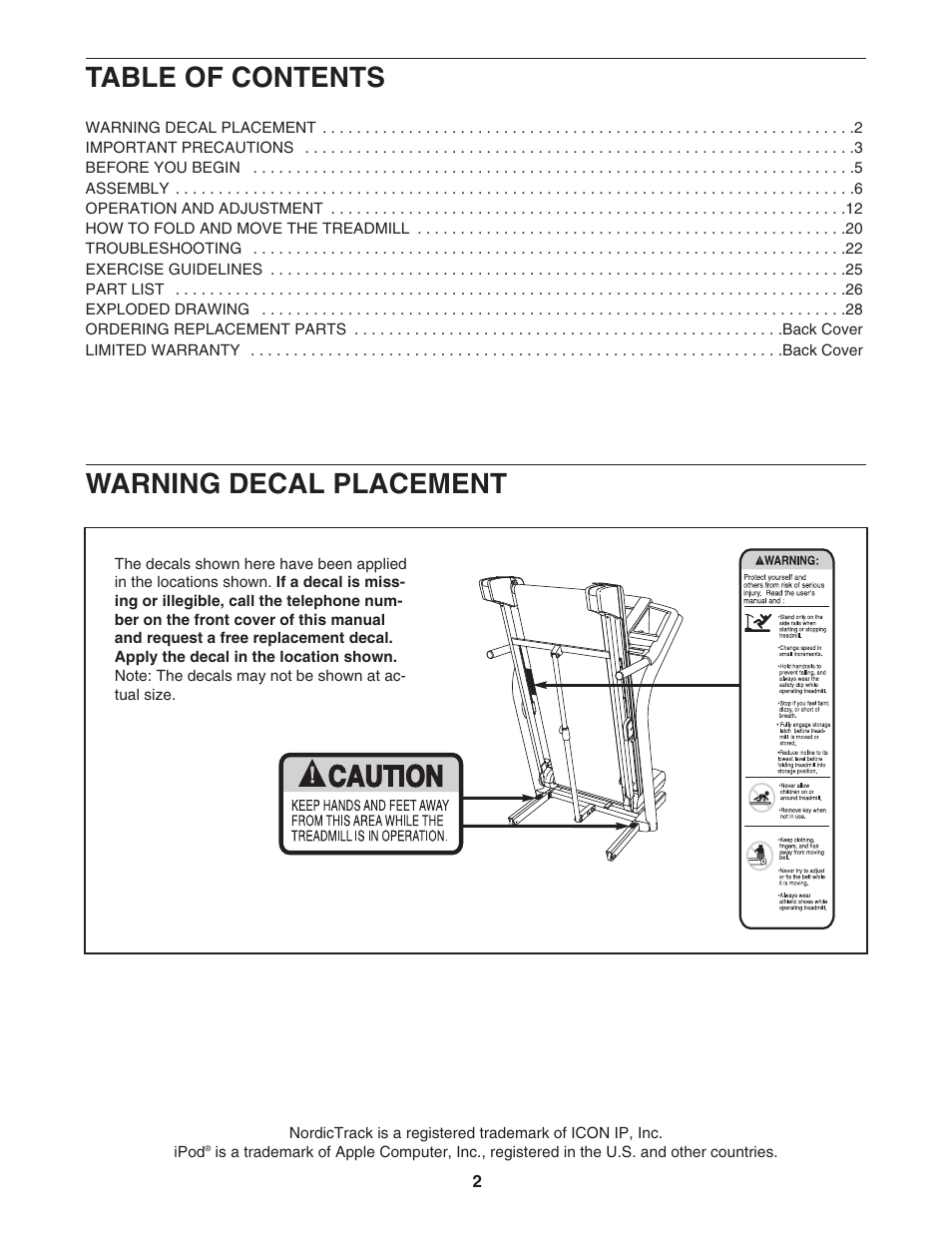 NordicTrack TREADMILL NTL07707.1 User Manual | Page 2 / 32