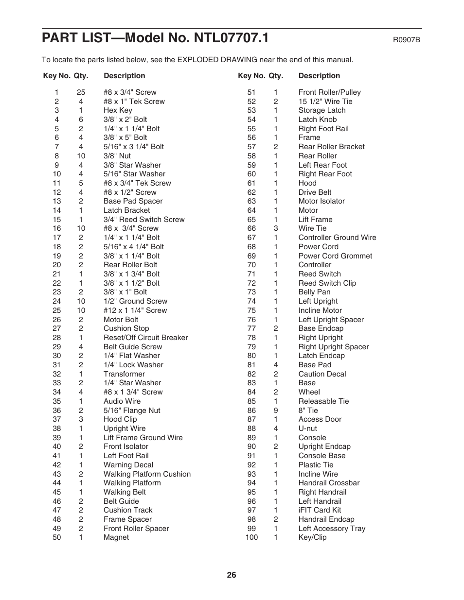 NordicTrack TREADMILL NTL07707.1 User Manual | Page 26 / 32