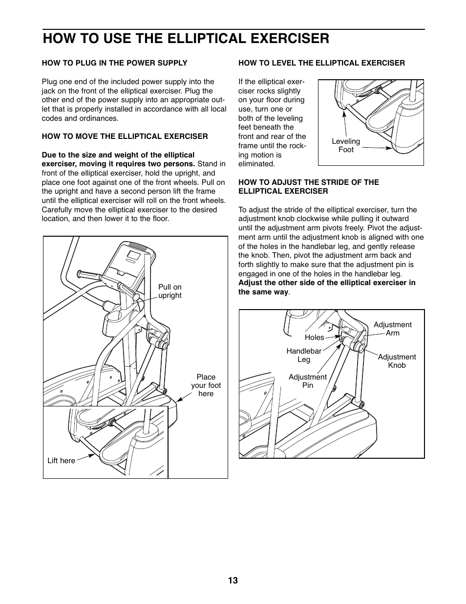How to use the elliptical exerciser | NordicTrack NTCW90907.0 User Manual | Page 13 / 28